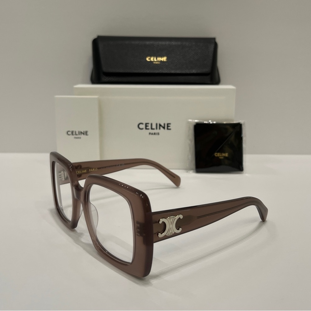 CELINE Triomphe CL50121i Milky Hazelnut Eyeglasses, 100% AUTHENTIC